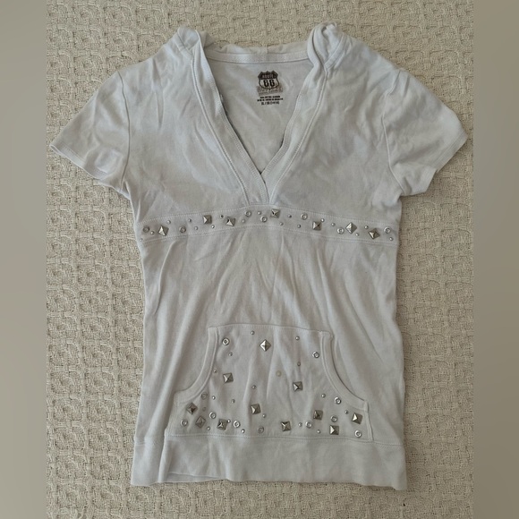 y2k white bejeweled top - Picture 2 of 3